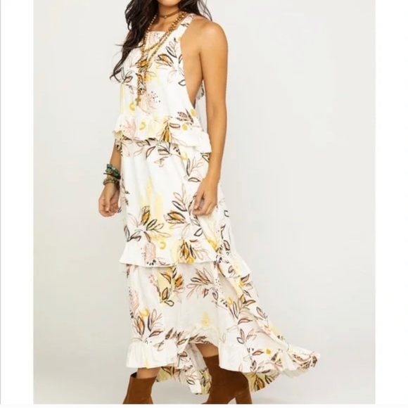 Free People Dresses & Skirts - Free People Ruffled Oversized Cream Maxi Dress